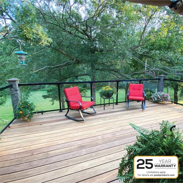 Peak Aluminum Railing 6 ft. W Aluminum Deck Railing Black Glass Gasket for 36 in. high system