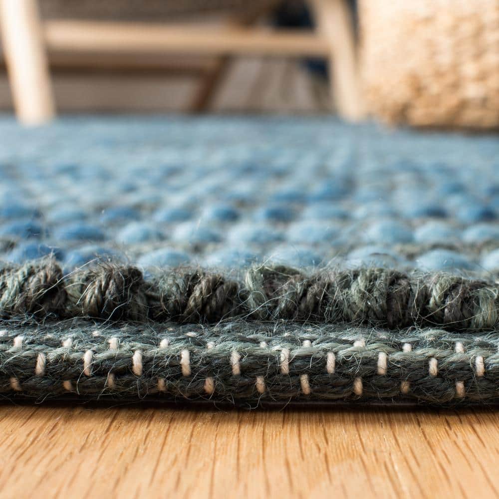 Hand-knotted Dark Blue and Multicolor Wool Runner Rug