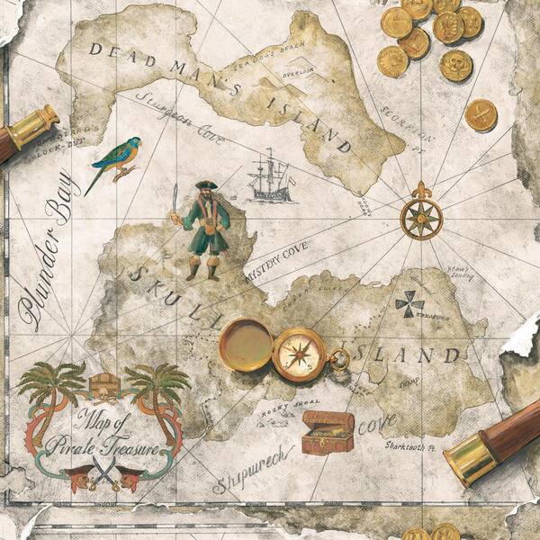 York Wallcoverings Brothers and Sisters V Pirates Map Wallpaper