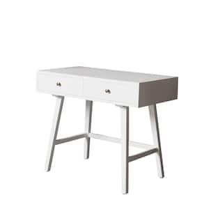 Finn 36 in. White Rectangle Wood Writing Desk Console Table