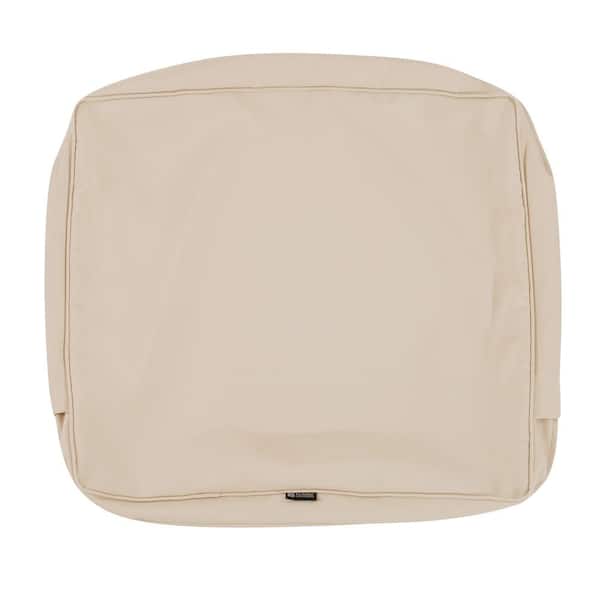 Montlake FadeSafe 21 in. W x 20 in. H x 4 in. D Patio Lounge Back Cushion Slip Cover in Antique Beige