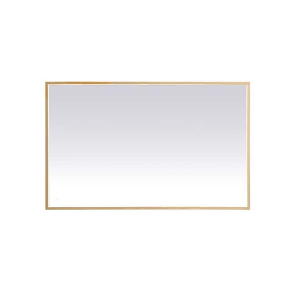 Unbranded Timeless Home 48 in. W x 30 in. H Modern Rectangular Aluminum Framed LED Bathroom Vanity Mirror in Brass