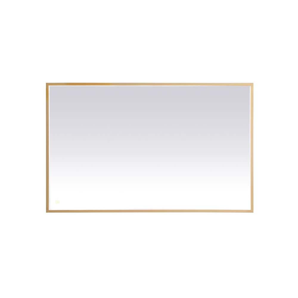 Timeless Home 48 in. W x 30 in. H Aluminum Brass LED Mirror