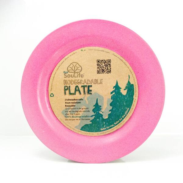 Ecosoulife Bamboo 1-Piece Pink Side Plate (6-pack)
