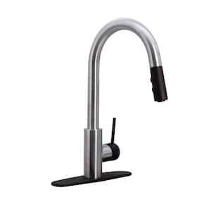 Single-Handle Pull Down Sprayer Kitchen Faucet with Dual Spray in Stainless Steel/Black Finish