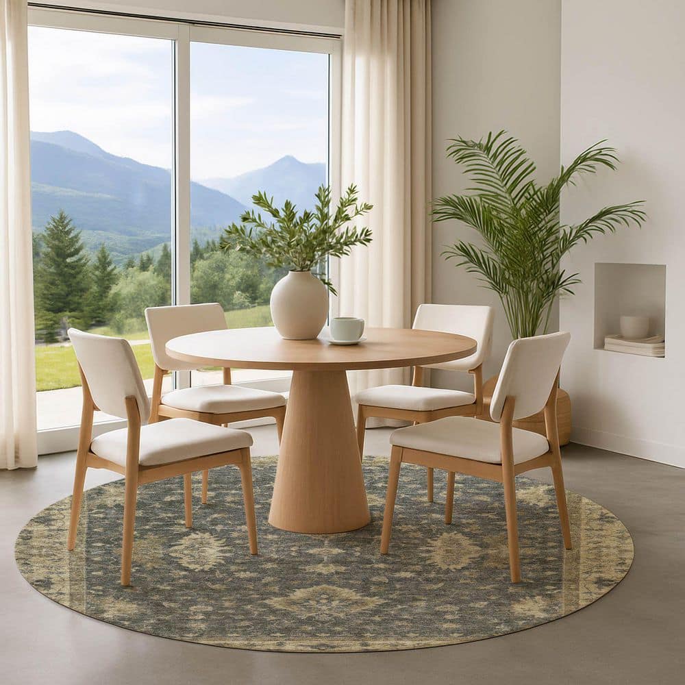 Mayfield Premium Machine Washable Abstract AMF1739 Gray 8 ft. x 8 ft. Round Rug price history on PriceWatchPro