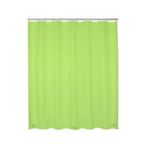70 in. W x 72 in. H Medium Weight PEVA Shower Curtain Liner and Beaded Roller Ring Set in Green