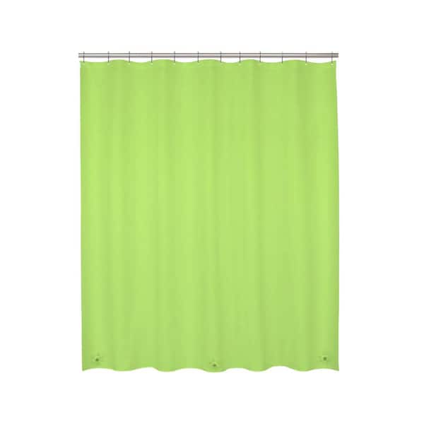 Kenney 70 in. W x 72 in. H Medium Weight PEVA Shower Curtain Liner and Beaded Roller Ring Set in Green