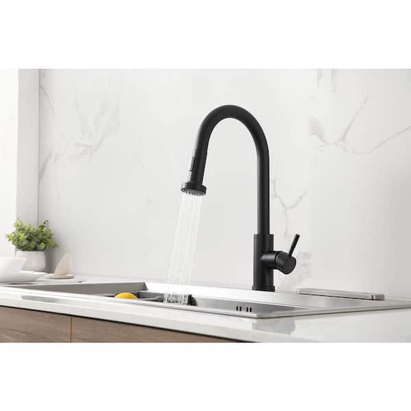 Maincraft Single-Handle Pull Down Sprayer Kitchen Faucet Stainless Steel in Matte Black