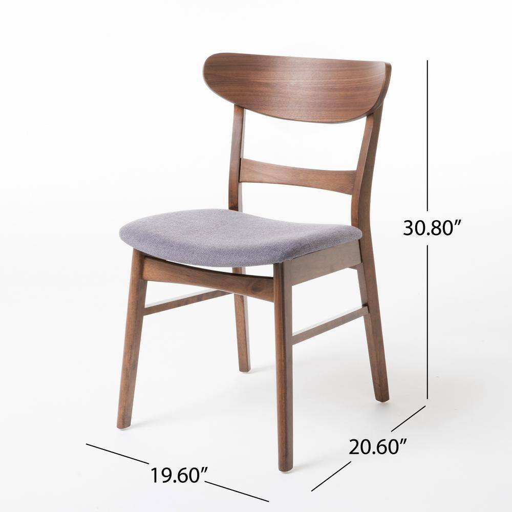 Set of 4 Dark Gray Upholstered Ladderback Wooden Dining Chairs