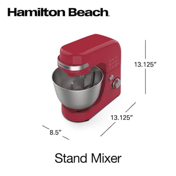 Vlak beoefenaar De gasten Hamilton Beach 4 Quart 7-Speed Red Stand Mixer with Tilt Head 63389 - The  Home Depot