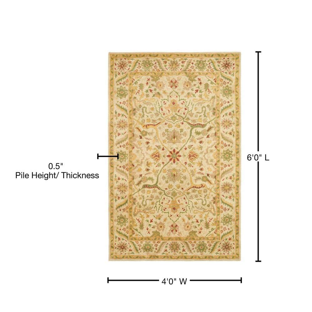 Ivory Hand-Tufted Wool 4' x 6' Rectangular Area Rug