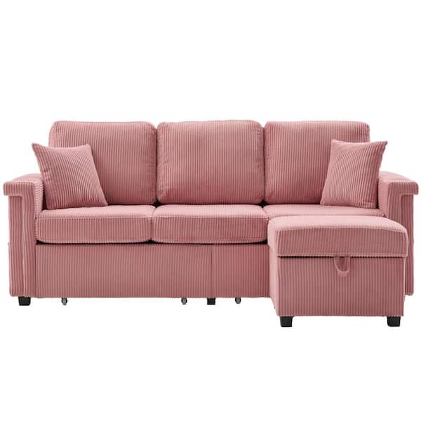 S♡L HOMEFUN 76 in. Corduroy 4-piece L-Shaped Charge and Light