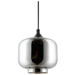 9 in. 1-Light Brushed Nickel Hanging Pendant Light with Mirror Tinted Glass Shade