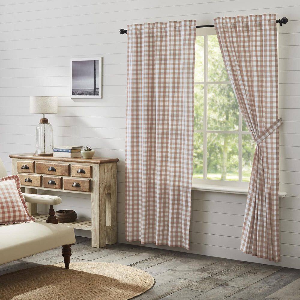 Annie Buffalo Check 40 in W x 84 in L Light Filtering Rod Pocket Window Panel in Portabella White Pair price history on PriceWatchPro