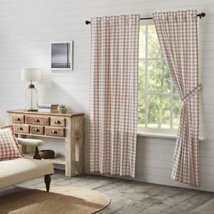 Annie Buffalo Check 40 in W x 84 in L Light Filtering Rod Pocket Window Panel in Portabella White Pair