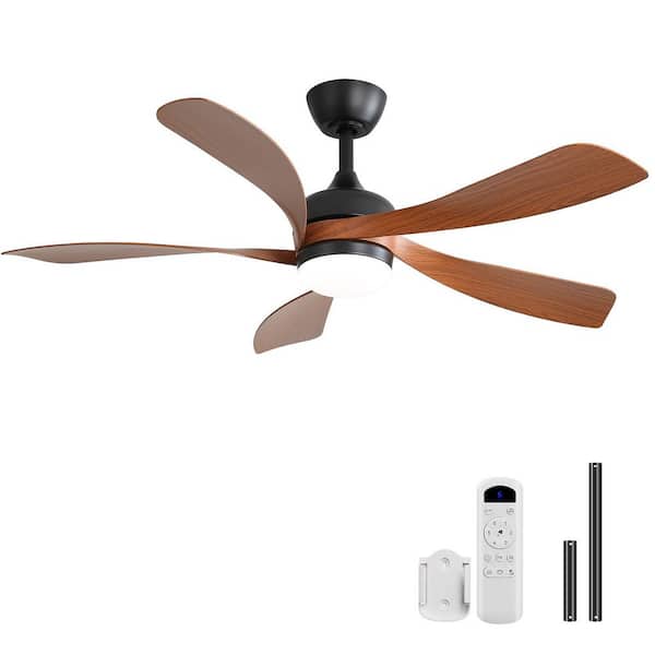 52 in. Indoor/Outdoor LED Black Ceiling Fan with Lights and Remote 6-Speed Timing Reversible DC Motor for Living Room