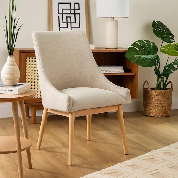 Livvy Wheat Brown and Light Gray Fabric High Back Dining Chair Set of 2