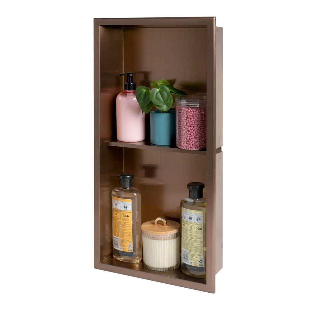 Brushed Copper Stainless Steel Double Shelf Shower Niche