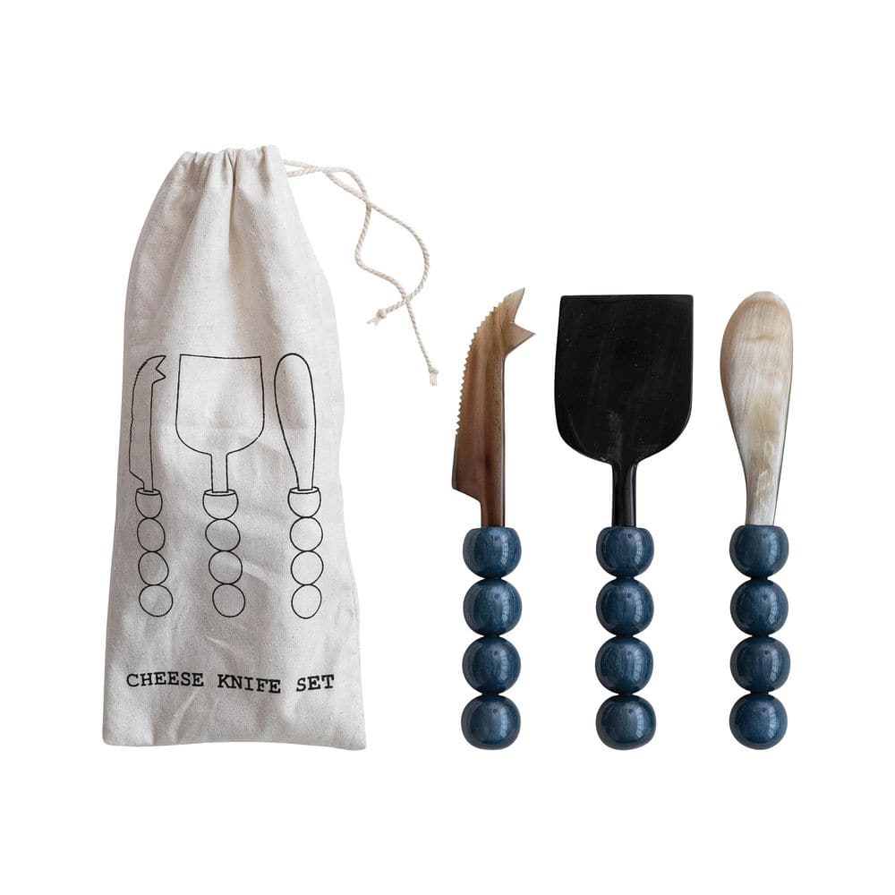 3-Piece Natural Horn Cheese Knives and Spreaders with Marbled Resin Handles in Drawstring Bag price history on PriceWatchPro
