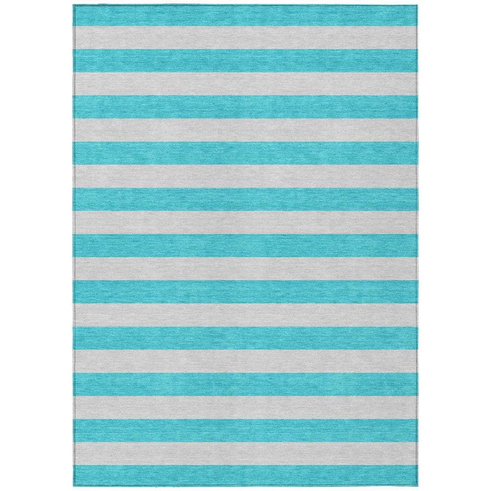 Turquoise 8 ft. x 10 ft. Woven Striped Polyester Rectangle Indoor/Outdoor Area Rug price history on PriceWatchPro