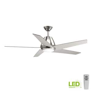 Gust 54 in. Indoor Integrated LED Brushed Nickel Modern Ceiling Fan with Remote for Living Room and Bedroom
