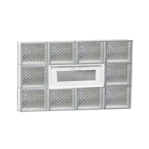 Clearly Secure 31 in. x 17.25 in. x 3.125 in. Frameless Vented Diamond Pattern Glass Block Window