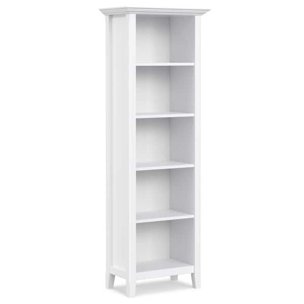 Amherst 70 in. Tall White Solid Wood 5-Shelf Transitional Bookcase with Adjustable Shelves and Tapered Legs