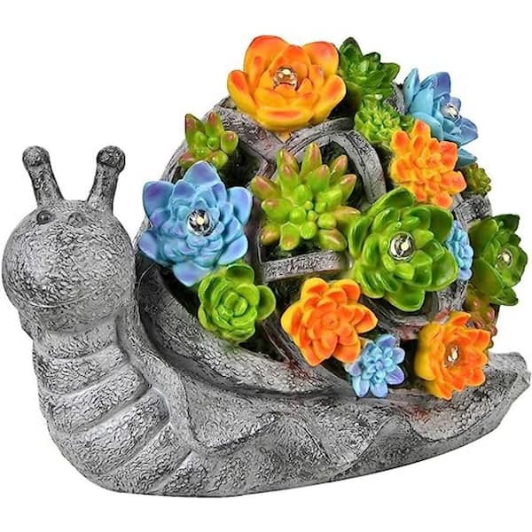 Cubilan Resin Fairy House Statues with Solar Powered Lights, Funny Garden Sculptures with Flocked and Cobblestone Decor