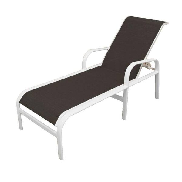 Unbranded Marco Island White Commercial Grade Aluminum Outdoor Patio Chaise Lounge with Metallica Smoke Sling