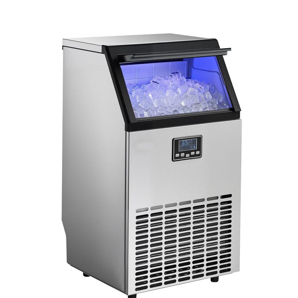 130 lbs./24 H Commercial Ice Maker Machine with 26 lbs. Capacity Cresent 15.75 in.W Freestanding Self-Cleaning in Silver