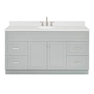 Hamlet 66.25 in. W x 22 in. D x 36 in. H Single Sink Freestanding Bath Vanity in Grey with Carrara White Quartz Top
