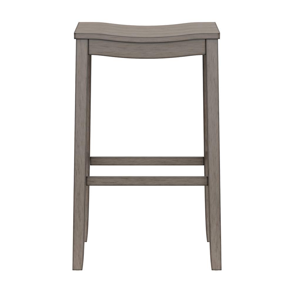 Aged Gray Wood Saddle-Style Backless Swivel Barstool 32"