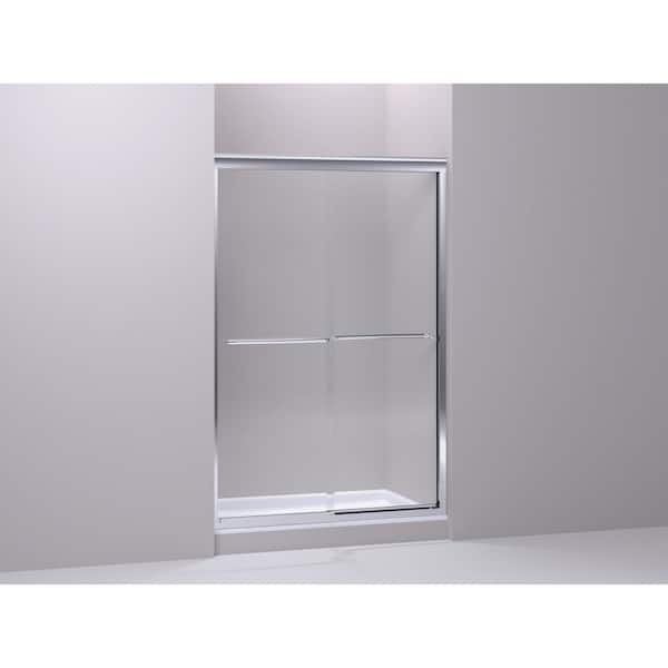 KOHLER Fluence 52 in. W x 76 in. H Frameless Sliding Shower Door in Bright Polished Silver