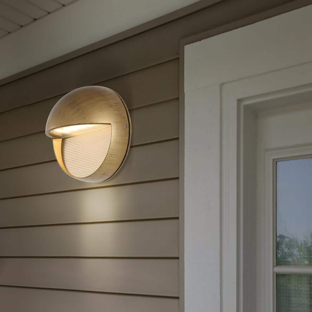 Antique Gold 6.25" Iron Outdoor LED Wall Sconce