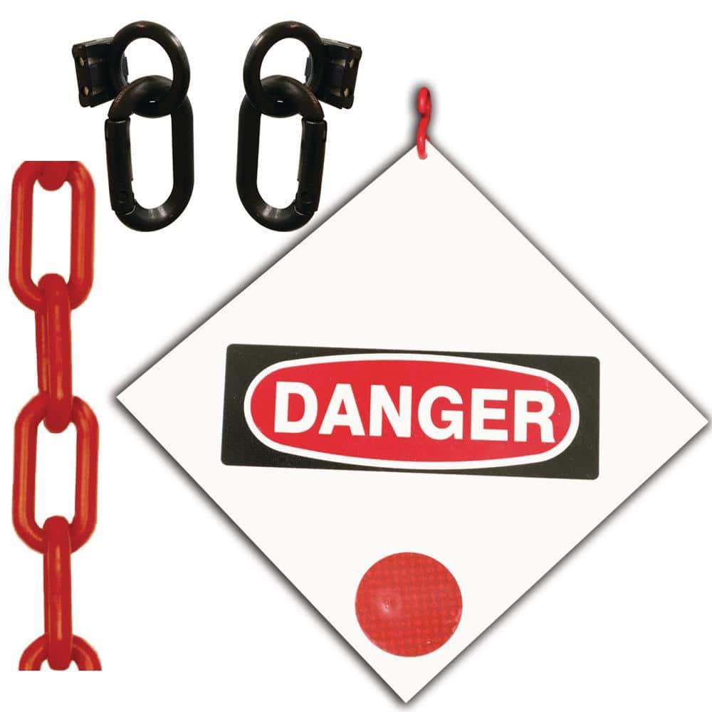 Mr. Chain Danger Sign 8 in. x 8 in. with 12 ft. Red Plastic Chain ...