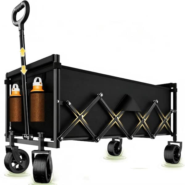 34.3 in. Utility Wagon with All-Terrain Wheels, Heavy-Duty Foldable Cart, Ebony, 1 Piece