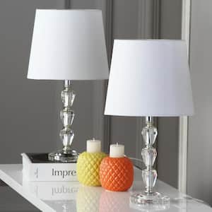 Dylan 15 in. Clear Tiered Crystal Orb Table Lamp with Off-White Shade (Set of 2)