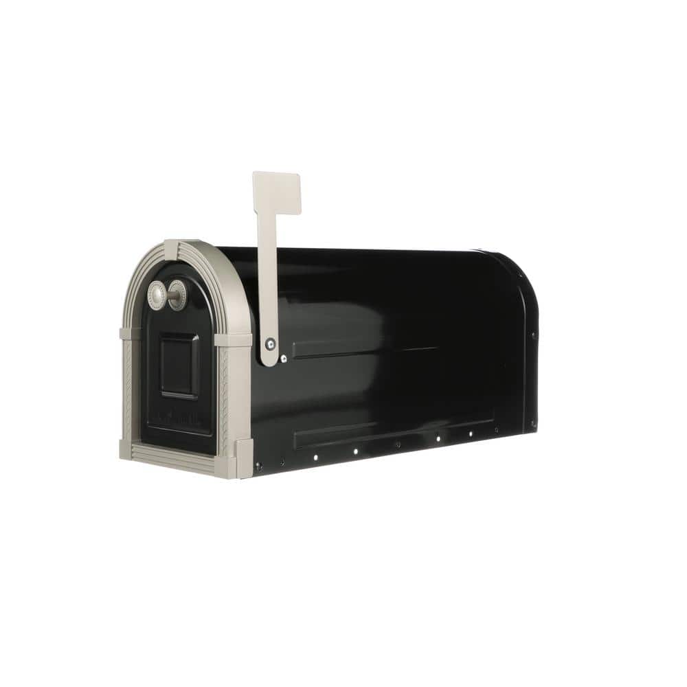 Brunswick Black, Large, Steel, Post Mount Mailbox with Brushed Nickel Flag Best Deals and Price