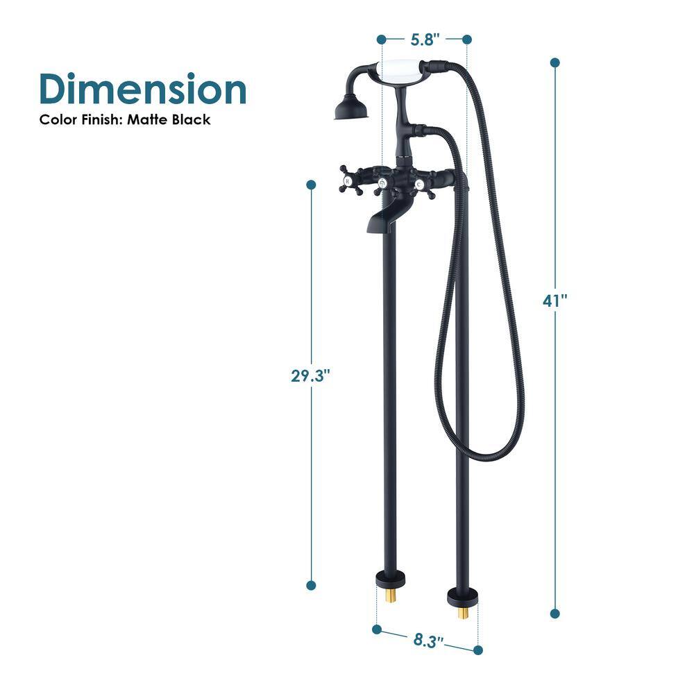 Matte Black Vintage Style Freestanding Tub Faucet with Handshower