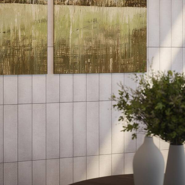Jeffrey Court Cambric Ivory 4 in. x 16 in. Textured Subway Ceramic