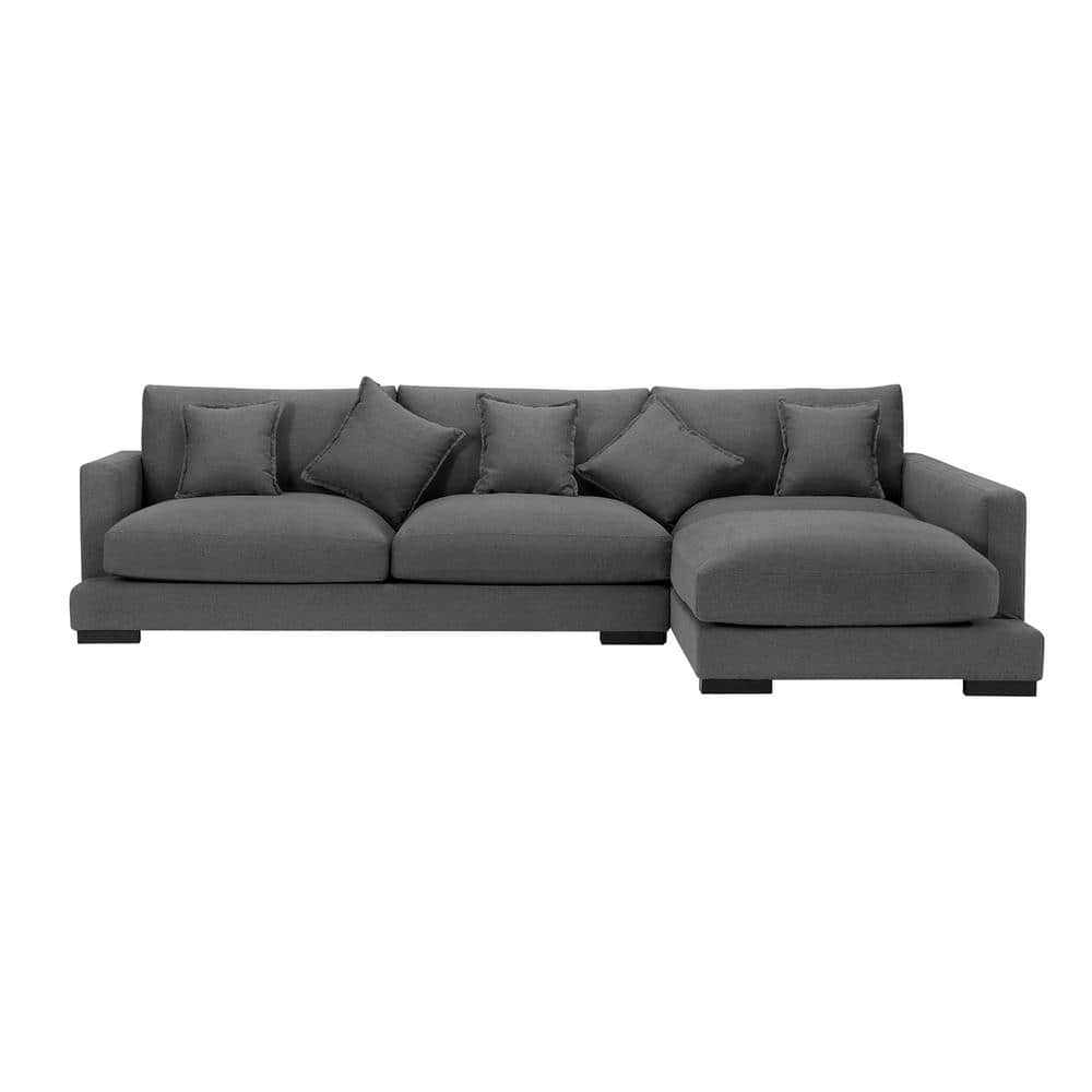Z-joyee 85.8 in. Square Arm 2-piece L Shaped Fabric Sectional Sofa in ...