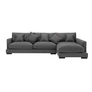 85.8 in. Square Arm 2-piece L Shaped Fabric Sectional Sofa in Gray