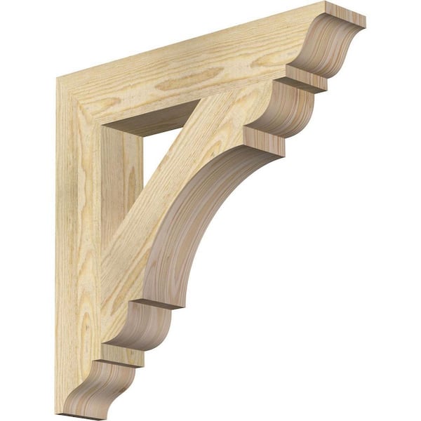 Ekena Millwork 4 in. x 22 in. x 22 in. Douglas Fir Olympic Traditional Rough Sawn Bracket