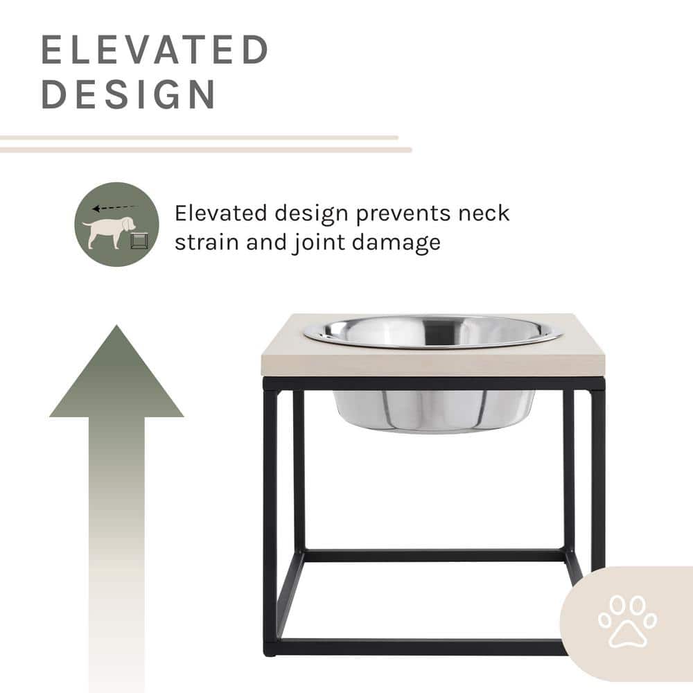Dan Elevated Stainless Steel Pet Bowl with Wood Frame