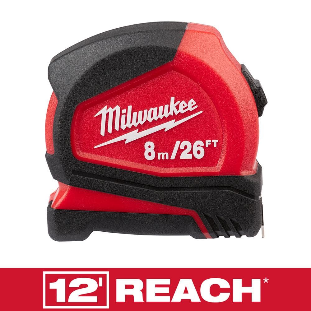 Milwaukee 8 m/26 ft. Compact Tape Measure 48-22-6626 - The Home Depot