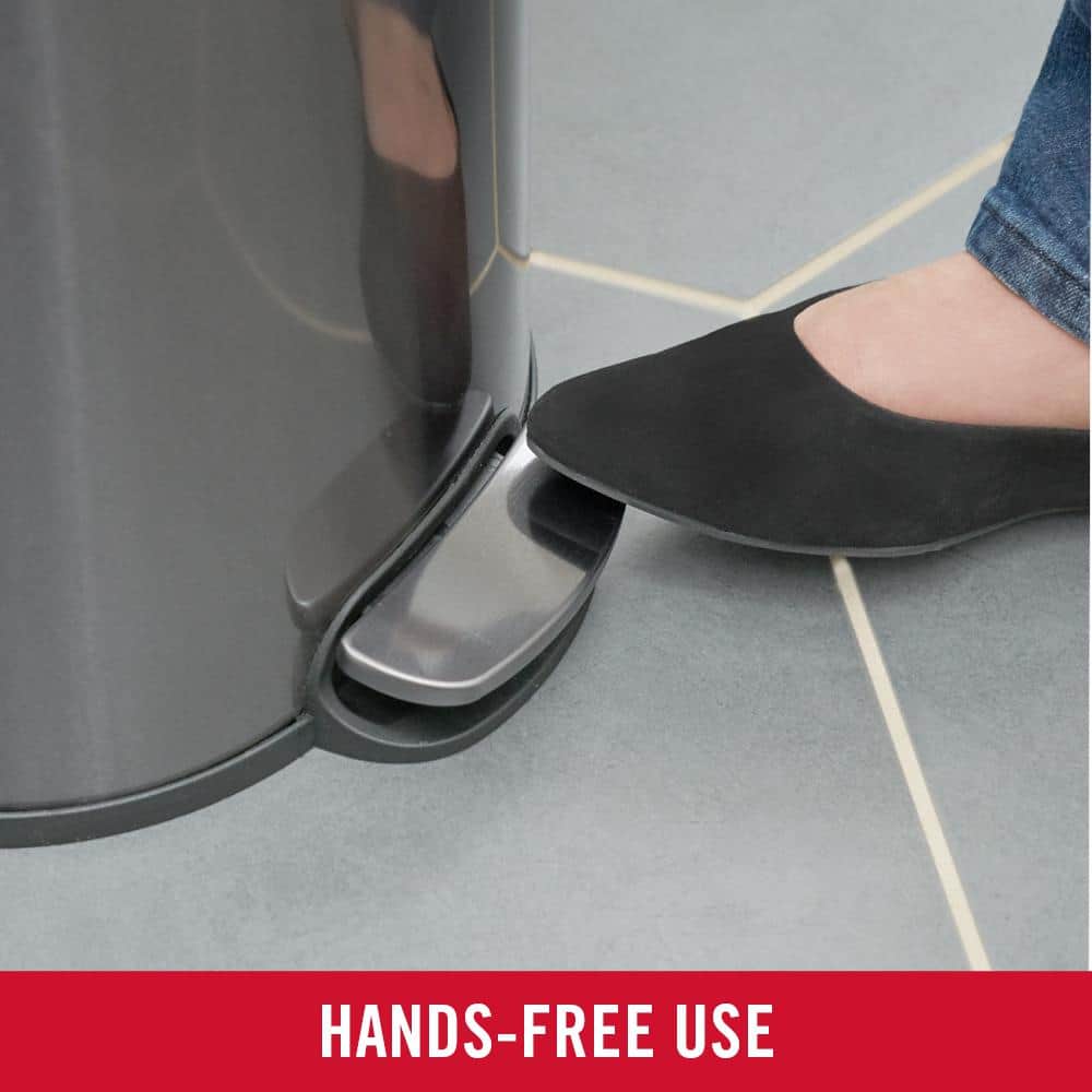1.6-Gallon Gray Stainless Steel Step-On Trash Can