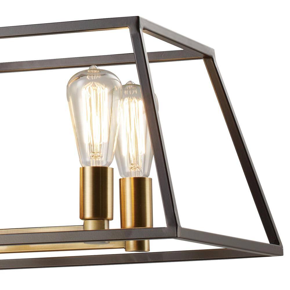 Adams Transitional Bronze 35" Square Cage Pendant Light