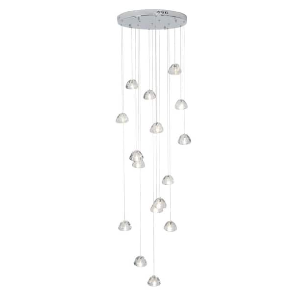 UMEILUCE Raindrop 16 Lights Chrome LED Chandelier for Living Dining Room Staircase, G4 Bulb Base