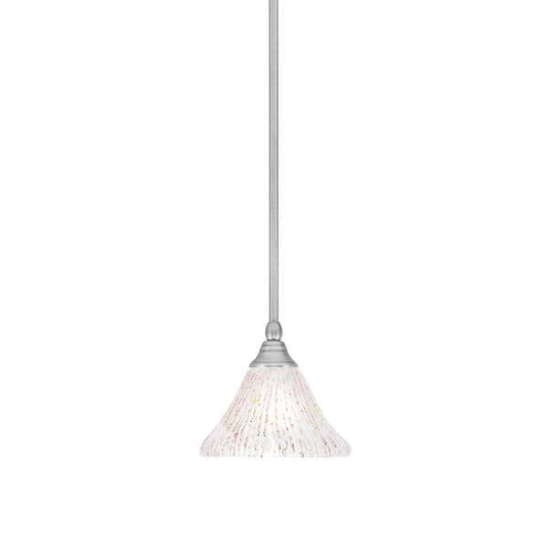 Unbranded Sparta 100-Watt 1-Light Brushed Nickel Shaded Pendant Light Mini Pendant with Frosted Crystal Glass and No Bulb Included